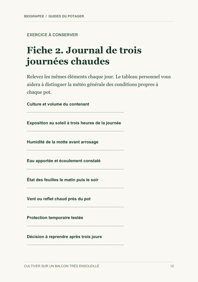 Fiche pratique du guide Cultiver sur un balcon très ensoleillé
