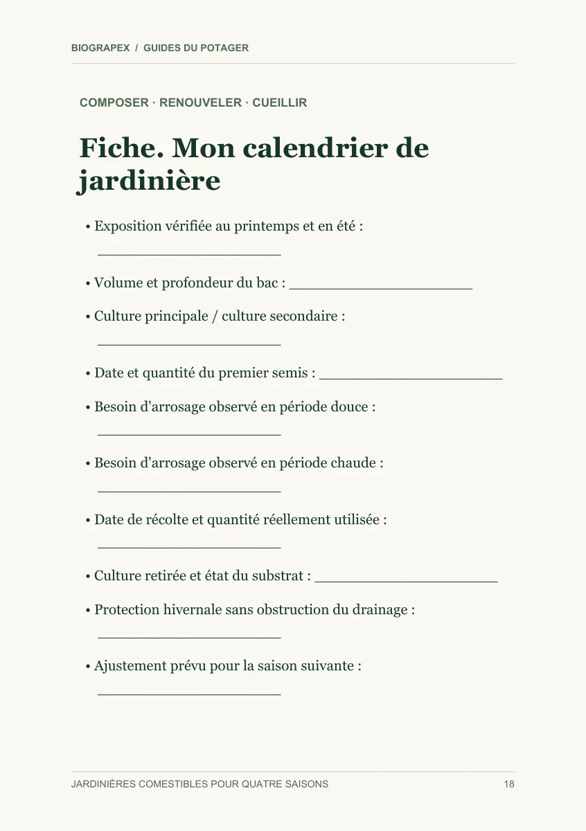 Fiche pratique du guide Jardinières comestibles pour quatre saisons