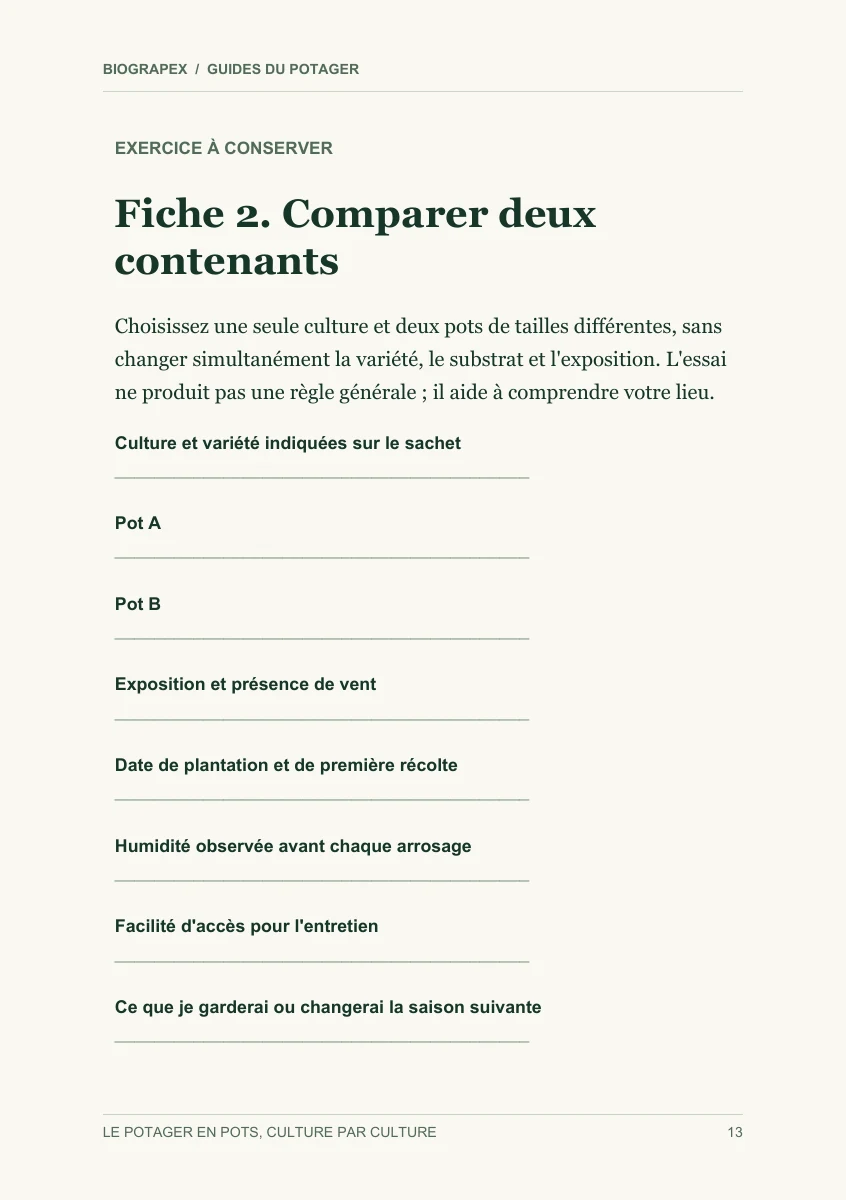 Fiche pratique du guide Le potager en pots, culture par culture