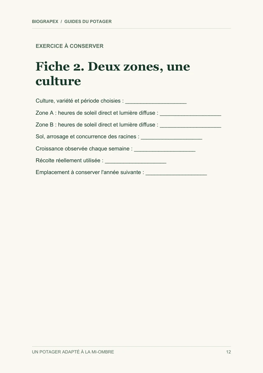 Fiche pratique du guide Un potager adapté à la mi-ombre