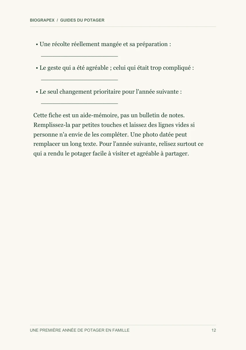 Page intérieure du guide Une première année de potager en famille